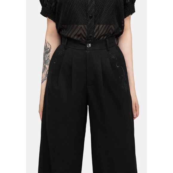 Disturbia Dianne Embroidered Balloon Trousers Black Size 16 - Picture 3 of 15